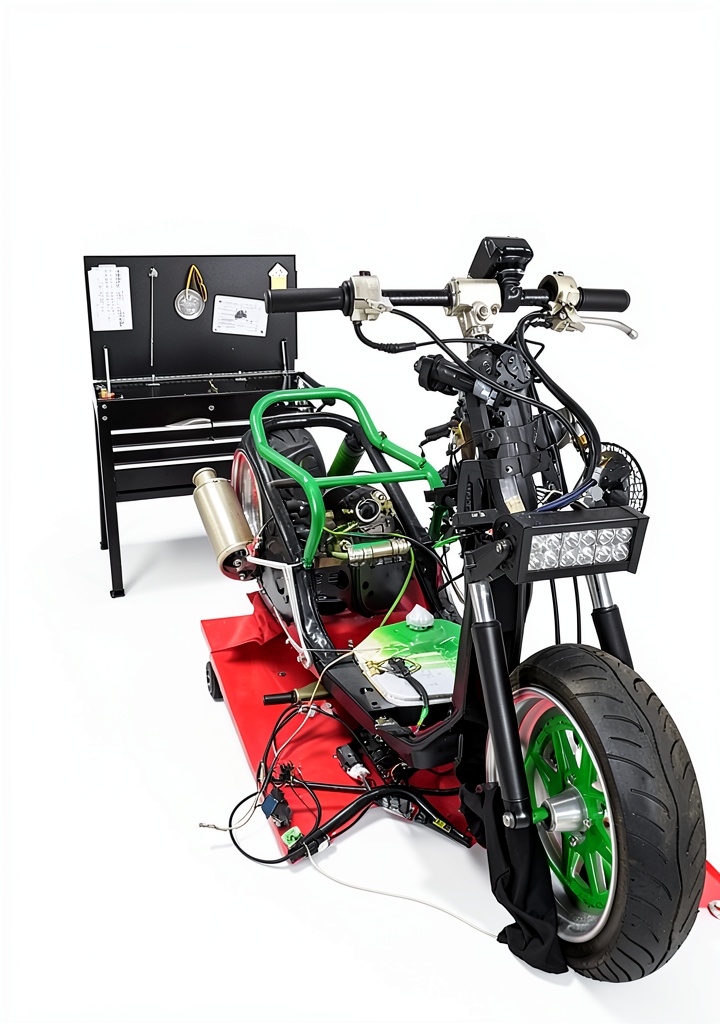Installing Motorcycle Repair Guide by Aston Reynolds on a wooden desk