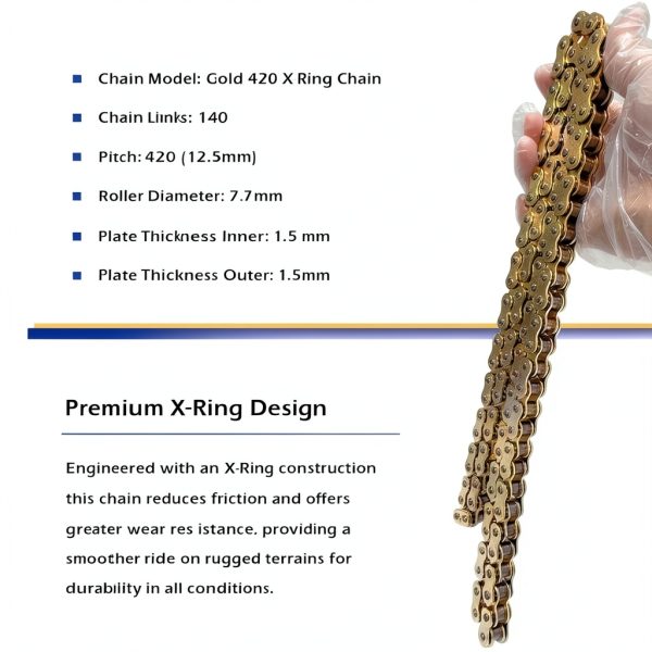 420 X-Ring Chain 140 Links Gold GOLKNHA Roller Chain for TaoTao Baja-1