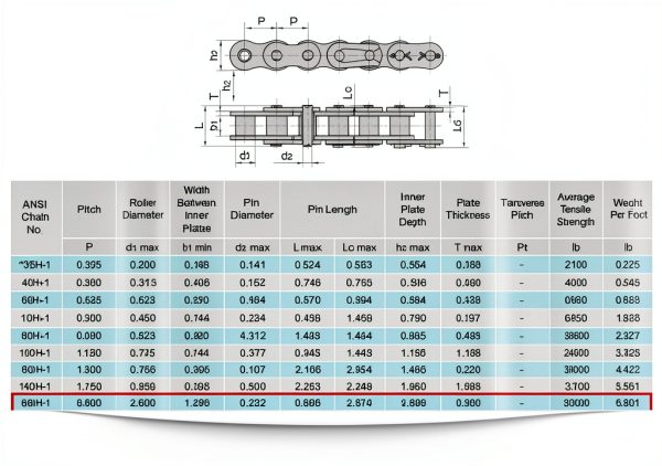 Jeremywell 2" #160H Roller Chain Premium Carbon Steel Pre‑greased Set-1
