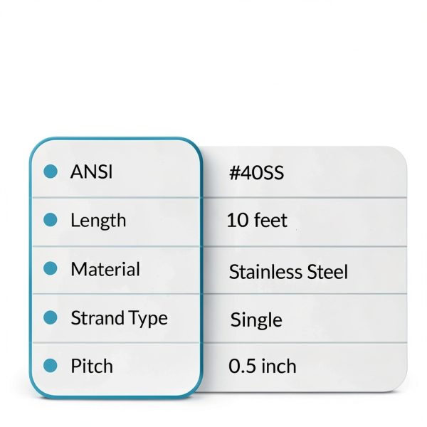 ANSI Chain #40SS 10ft Stainless Steel Roller Chain by PGN-4