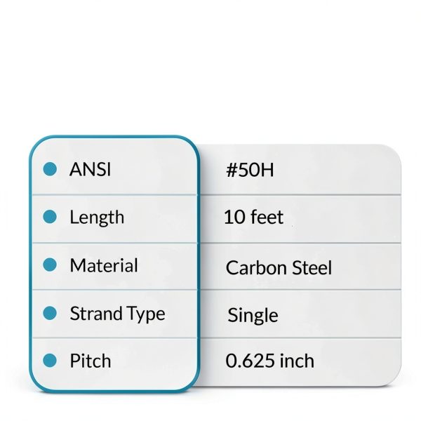 ANSI #50H Chain 10ft Carbon Steel Single Strand 5/8" Pitch PGN Roller-4