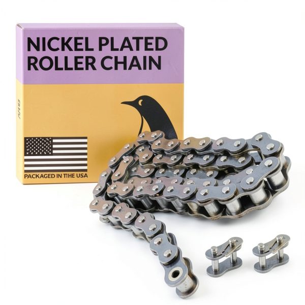PGN #40NP Nickel Plated 1/2" Pitch Roller Chain 10ft Single Strand-0