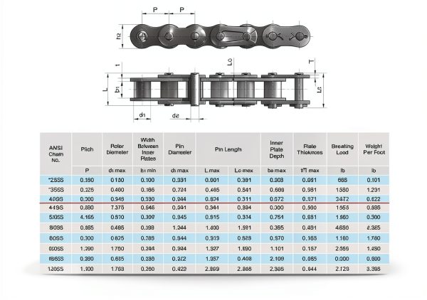 ANSI #40SS 08A Steel Roller Chain 10ft Gudwells Rust Resistant-1